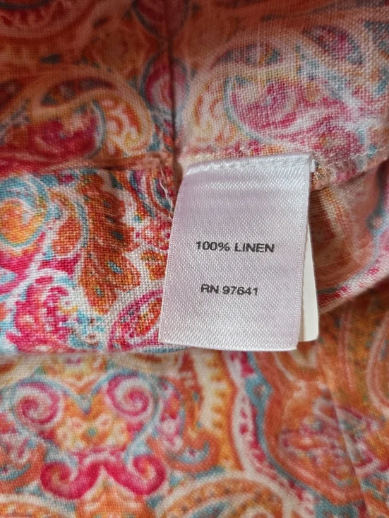 J.Jill Love Linen 100% Linen Paisley Print Dress With Pockets Size Mediun - Picture 13 of 13